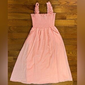 Aqua Pink Smocked Strapless Blouson Dress Women’s XS Great Preowned Condition